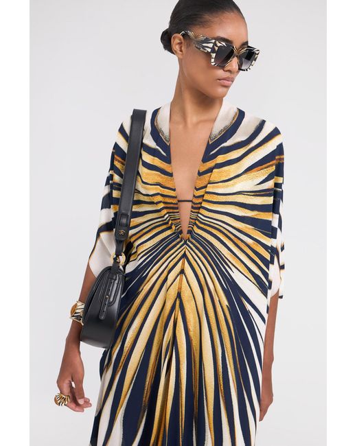 Roberto Cavalli White Ray Of Print Caftan