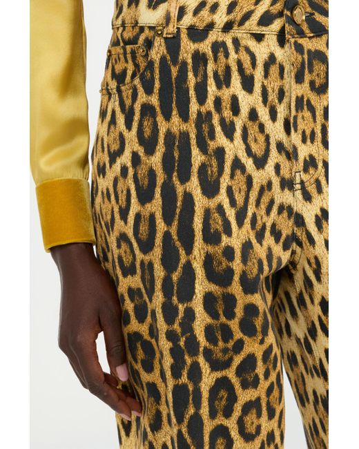Roberto Cavalli Brown Jeans With Jaguar Skin Print