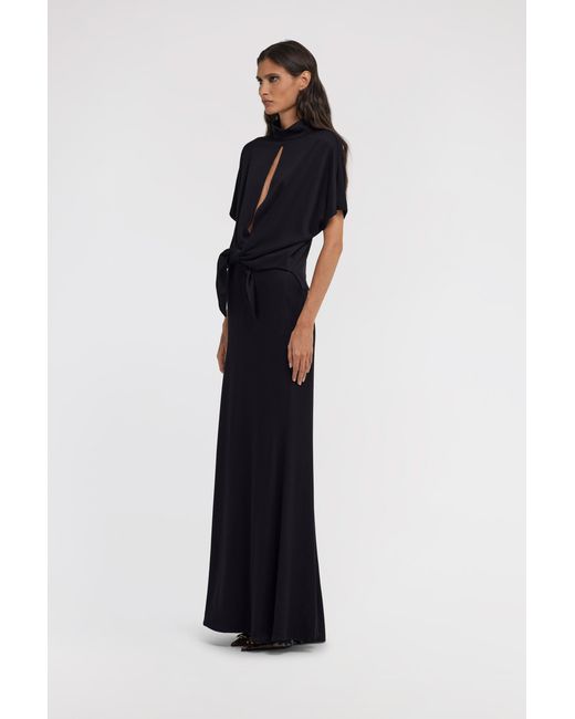 Roberto Cavalli Black Long Dress With Knot