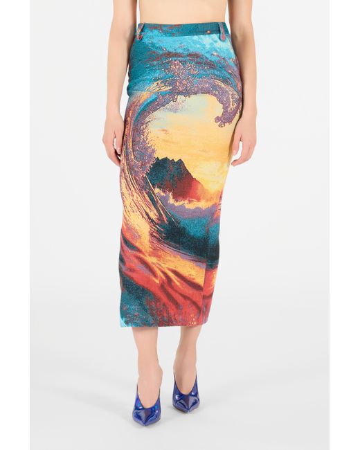Roberto Cavalli White Itaca Print Skirt