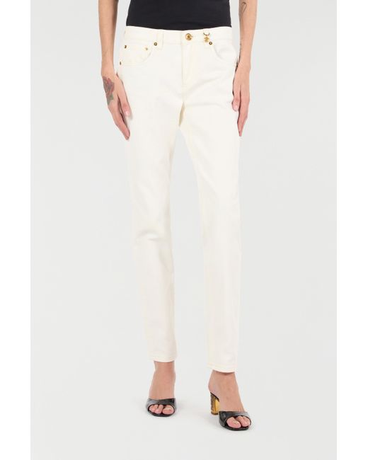 Roberto Cavalli White Hose Mit Print Python Und Charm