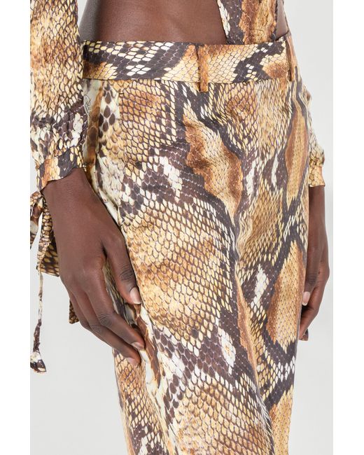 Roberto Cavalli White Python Print Trousers
