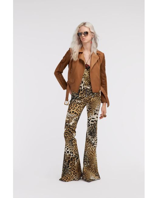 Roberto Cavalli Multicolor Top With Jaguar Skin Print