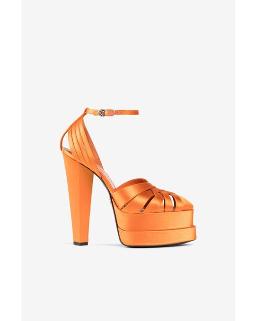 Roberto Cavalli Orange Satin Platform Sandals