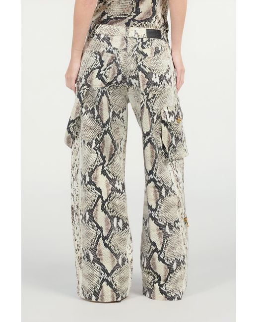 Roberto Cavalli Multicolor Rock Cargo Jeans With Python Print