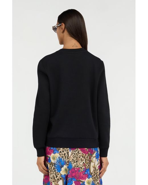 Roberto Cavalli Black Sweatshirt With Floral Logo Print