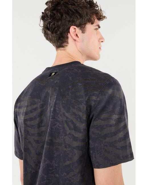 Roberto Cavalli Blue T-Shirt With Animal Print for men