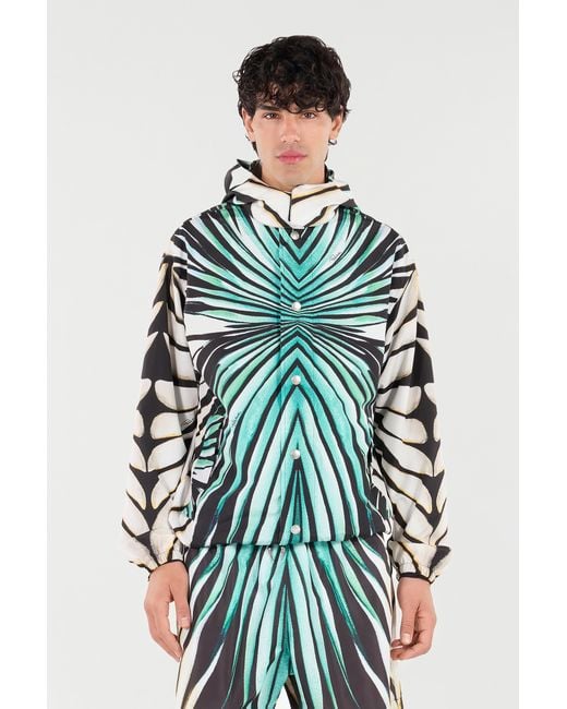 Roberto Cavalli Green Ray Of Sea Print Bomber for men