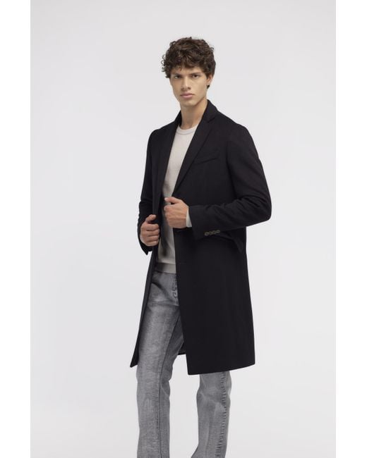 Roberto Cavalli Black Single-Breasted Coat for men