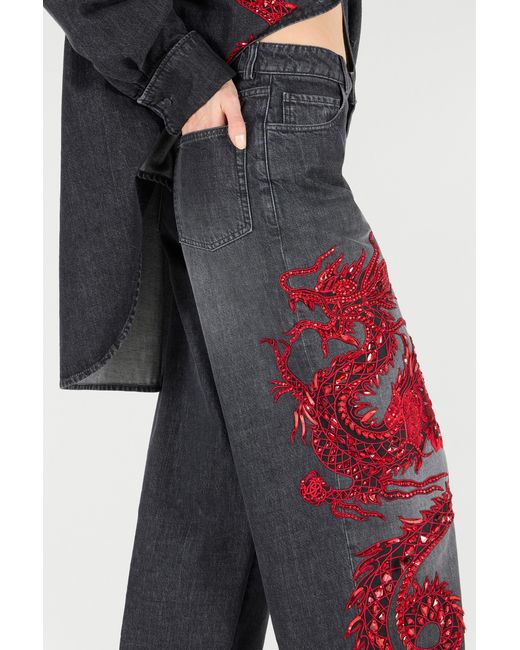 Roberto Cavalli Multicolor Jeans With Embroidery And Sequins