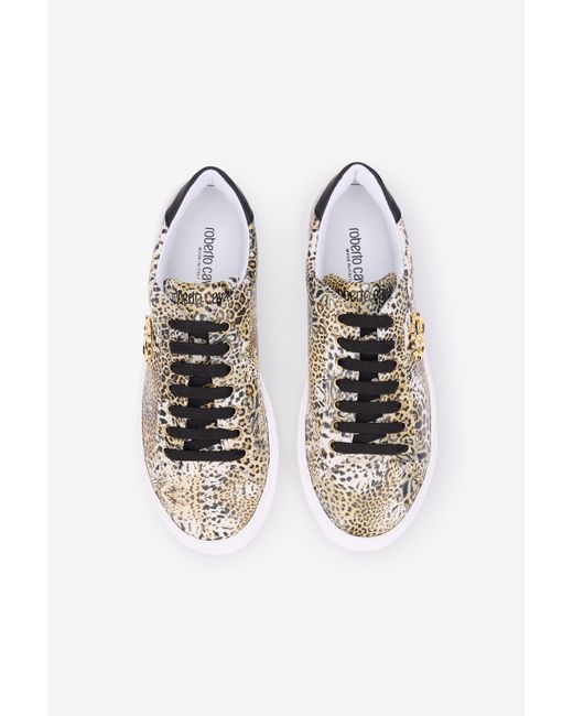 Roberto Cavalli Multicolor Leopard Print Sneaker With Monogram Rc