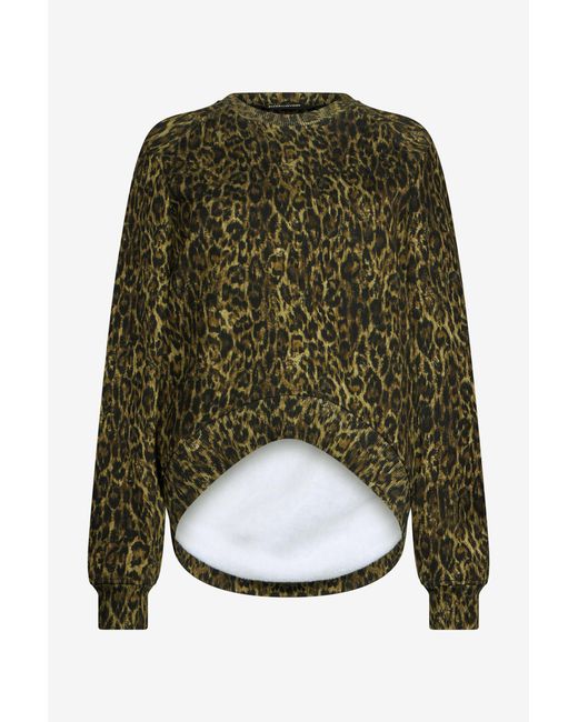 Roberto Cavalli Green Leopard Print Sweatshirt