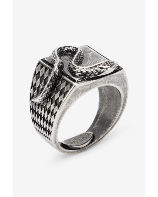 Roberto Cavalli Gray Serpentine Ring for men