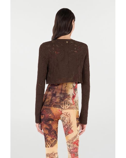 Roberto Cavalli Black Crochet Effect Crop Top