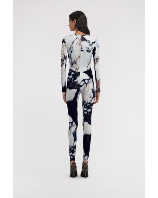 Roberto Cavalli Blue Marble Print Jumpsuit