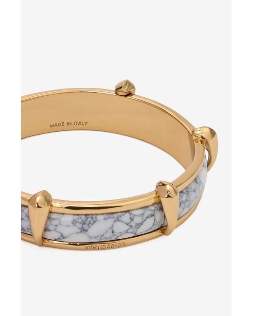 Roberto Cavalli White Rigid Marble-Effect Bracelet
