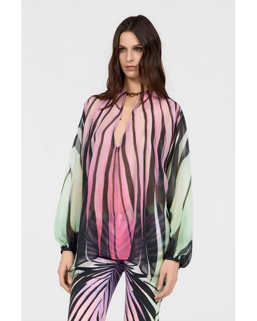 Roberto Cavalli Pink Ray Of Paradise Print Kaftan