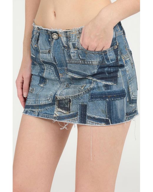 Roberto Cavalli Blue Patchwork Capsule Collection Denim Mini Skirt