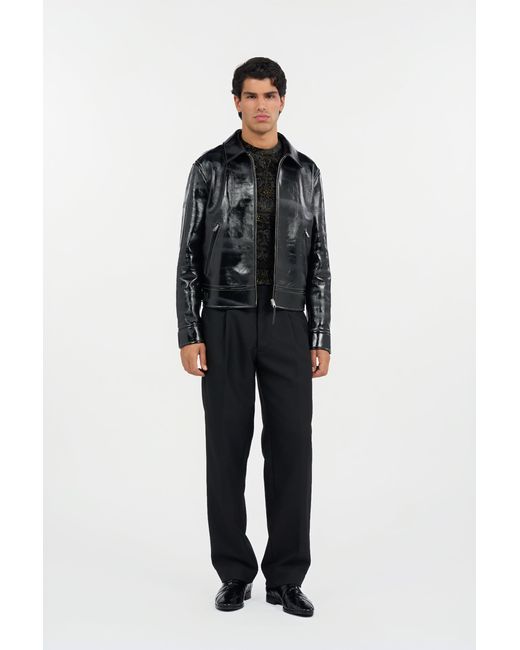 Roberto Cavalli Black Leather Jacket for men