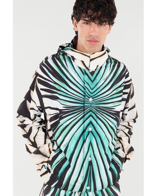 Roberto Cavalli Green Ray Of Sea Print Bomber for men