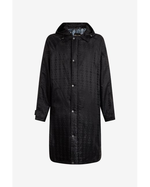 Roberto Cavalli Black Caban With Rc Monogram All Over for men