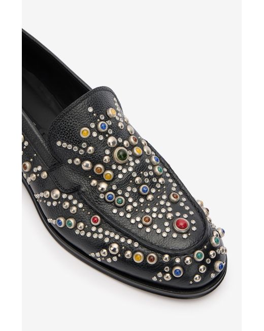 Roberto Cavalli Black Loafers With Studs And Stones for men