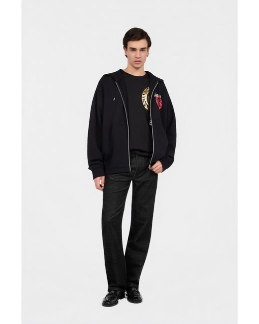 Roberto Cavalli Black Hoodie Sweatshirt With Logo for men