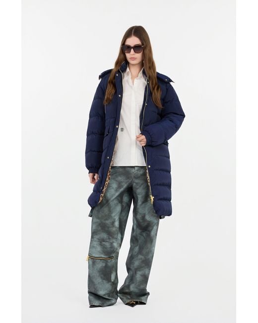 Roberto Cavalli Blue Marble Print Down Jacket