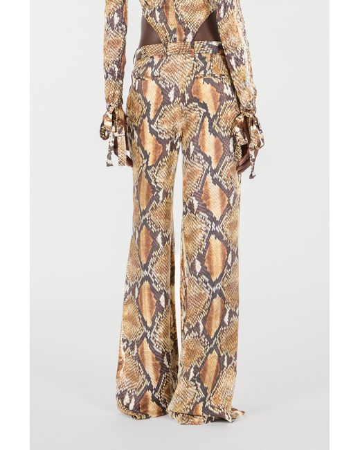 Roberto Cavalli White Python Print Trousers