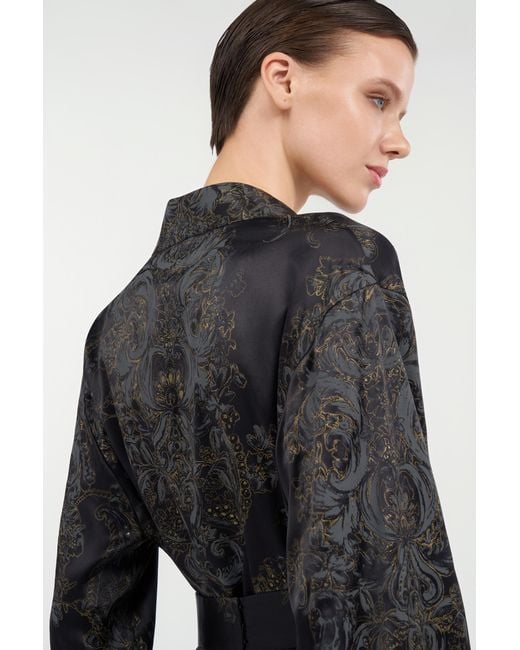 Roberto Cavalli Black Ornamental Silk Kimono Dress
