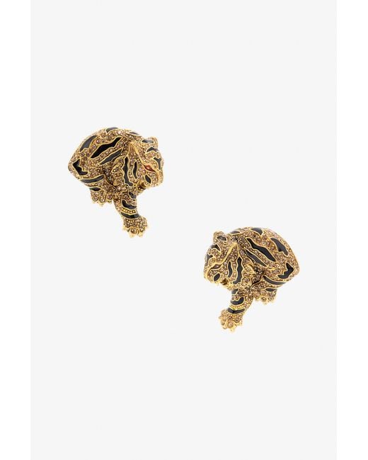 Roberto Cavalli Metallic Tiger Earrings