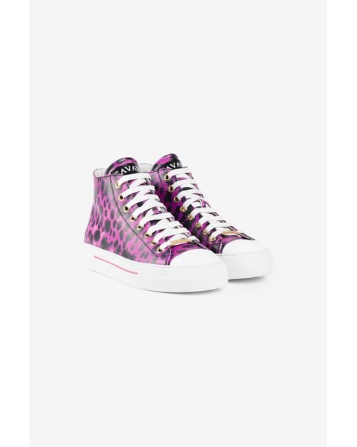 Roberto Cavalli Pink Hi-Top Sneakers Mit Murena-Print