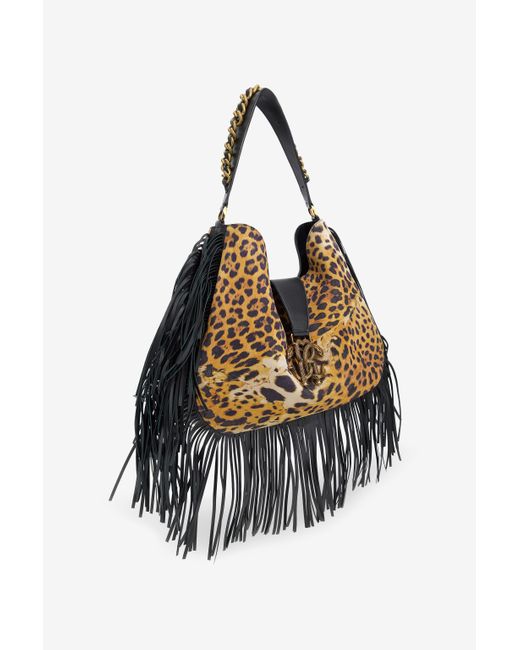 Roberto Cavalli Multicolor Shoulder Bag With Monogram Rc And Fringes
