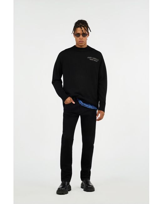 Roberto Cavalli Black Sweater With Deer Motif for men