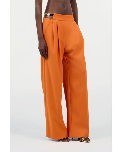 Roberto Cavalli Orange Wide-Leg Trousers With Cut-Out