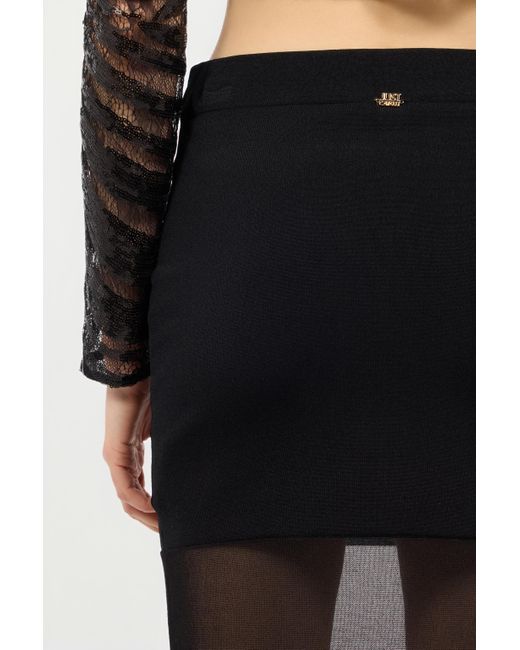 Roberto Cavalli Black Minirock Mit Einsatz Aus Tüll