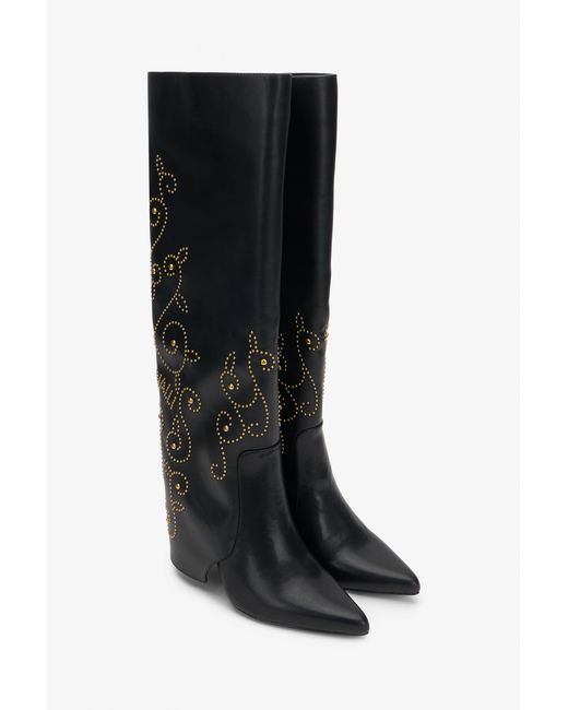 Roberto Cavalli Black Studded Boots
