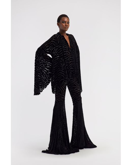 Roberto Cavalli Black Ray Of Print Velvet Pants