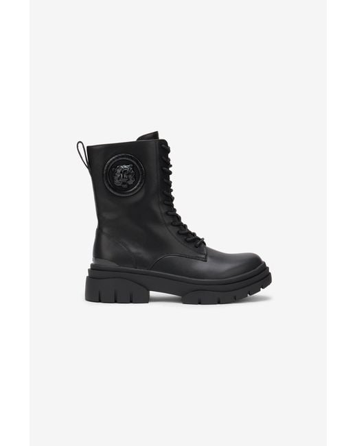 Roberto Cavalli Black Combat Boots With Logo