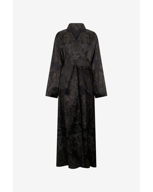 Roberto Cavalli Black Ornamental Silk Kimono Dress