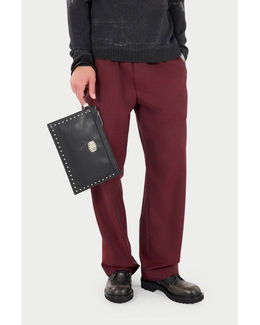 Roberto Cavalli Black Flat Clutch With Studs for men