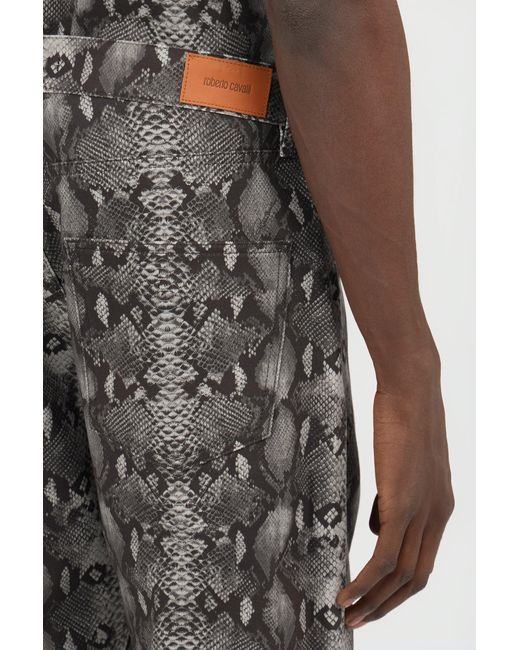 Roberto Cavalli Denim-Jeans Mit Python-Print in Gray für Herren