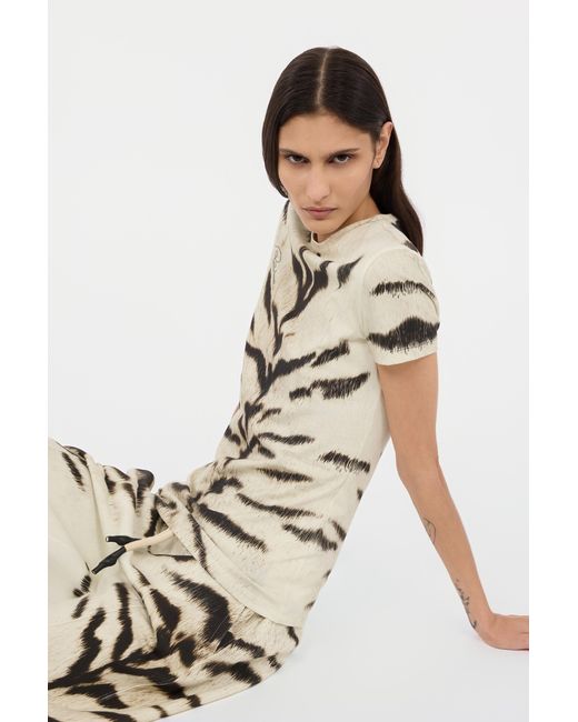 Roberto Cavalli White T-Shirt With Tigresse Ogat X Print
