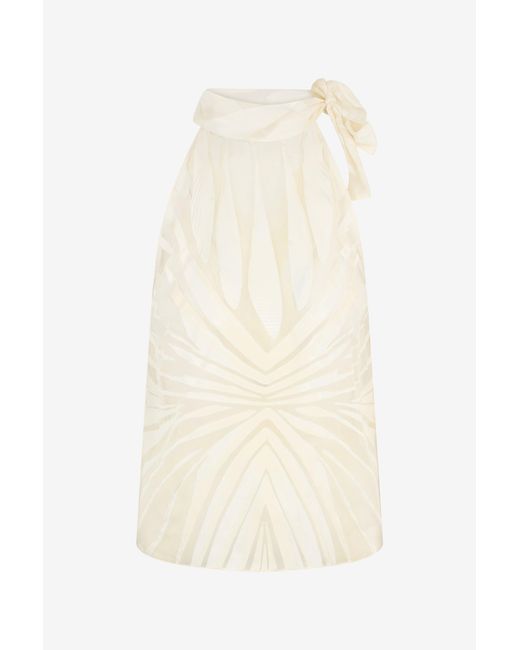 Roberto Cavalli White Top With Ray Devoré Print
