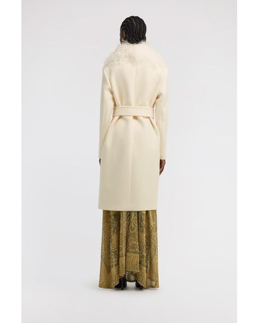 Roberto Cavalli Natural Shearling-Trimmed Coat