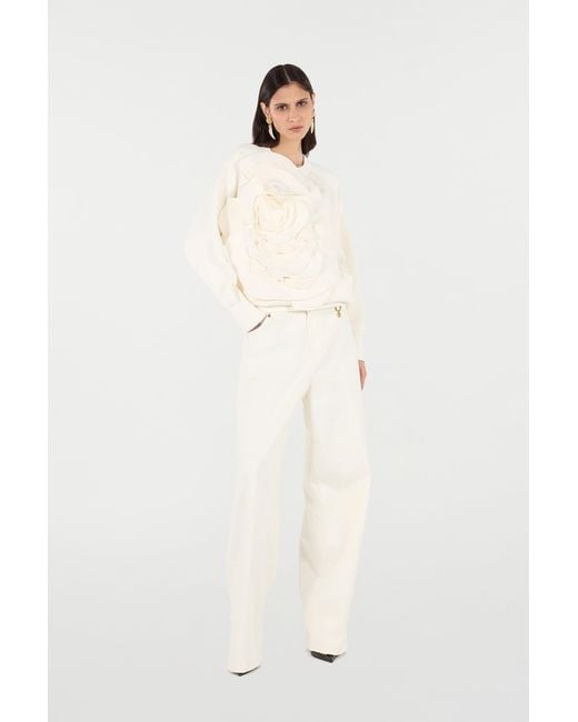 Roberto Cavalli White Python-Print Palazzo Pants
