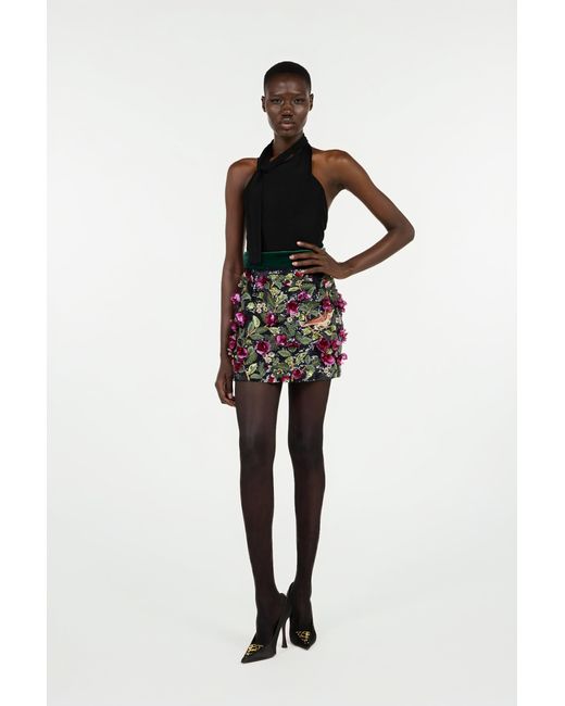 Roberto Cavalli Black Miniskirt With Decorations