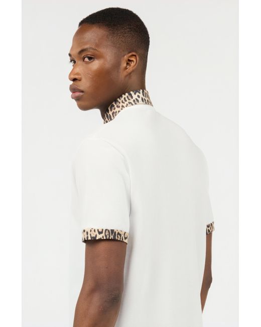 Roberto Cavalli White Jaguar Skin Detail Polo for men