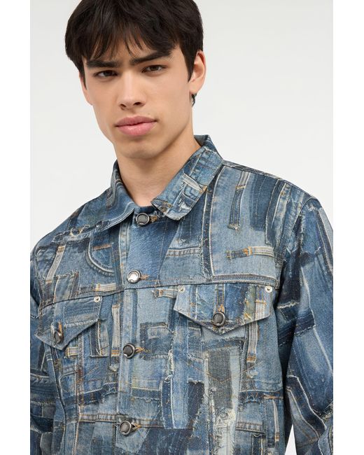 Roberto Cavalli Blue Capsule Collection Patchwork Denim Jacket for men