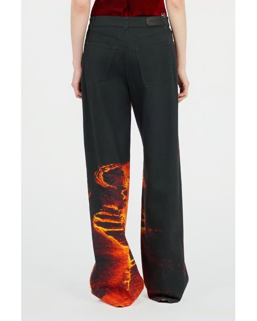 Roberto Cavalli Orange Stretch Denim Jeans With Lava Print